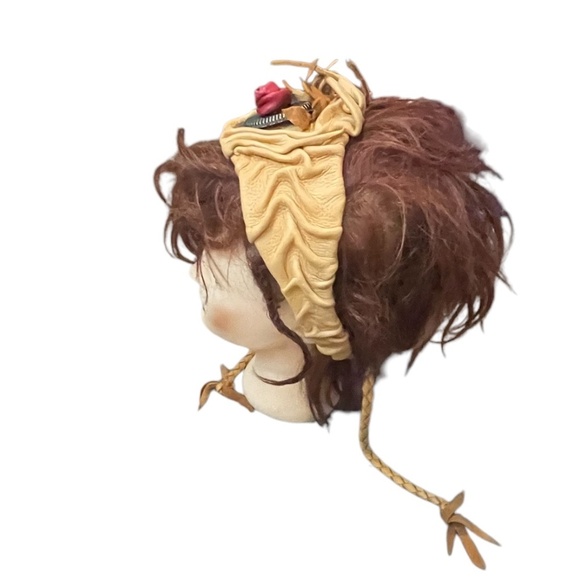 Embellished Tan Custom Leather Headband - Picture 3 of 8